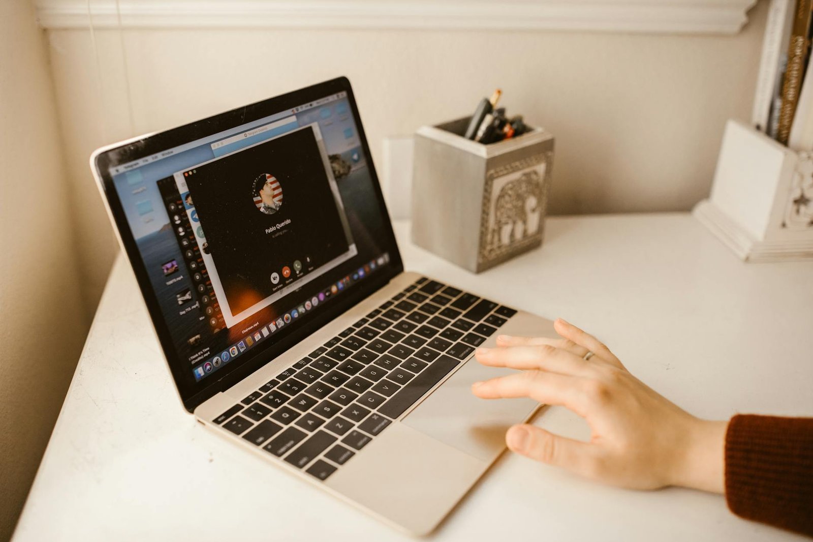 person video calling using a laptop